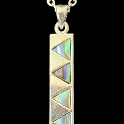 Beautiful Design Silver Tone Bar Necklace With Natural Paua Abalone Shells
