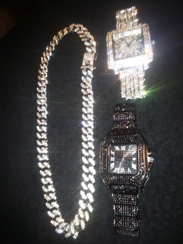 Black Ice And White Ice Lab Diamond With 18" Short Link