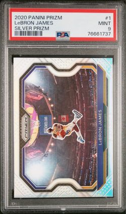2020-21 Panini Prizm LeBron James Silver Lakers #1 PSA 9 Kobe Tribute Dunk