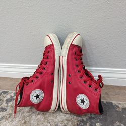 Chuck Taylor All Star Converse Unisex Red Leather Shoes Size Mens 9 Women 11
