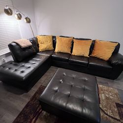 Black Leather Sectional 