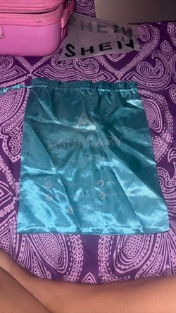 Ashmary Teal Satin Drawstring Pouch Bag