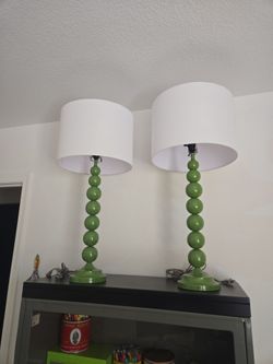 Green lamps with shades