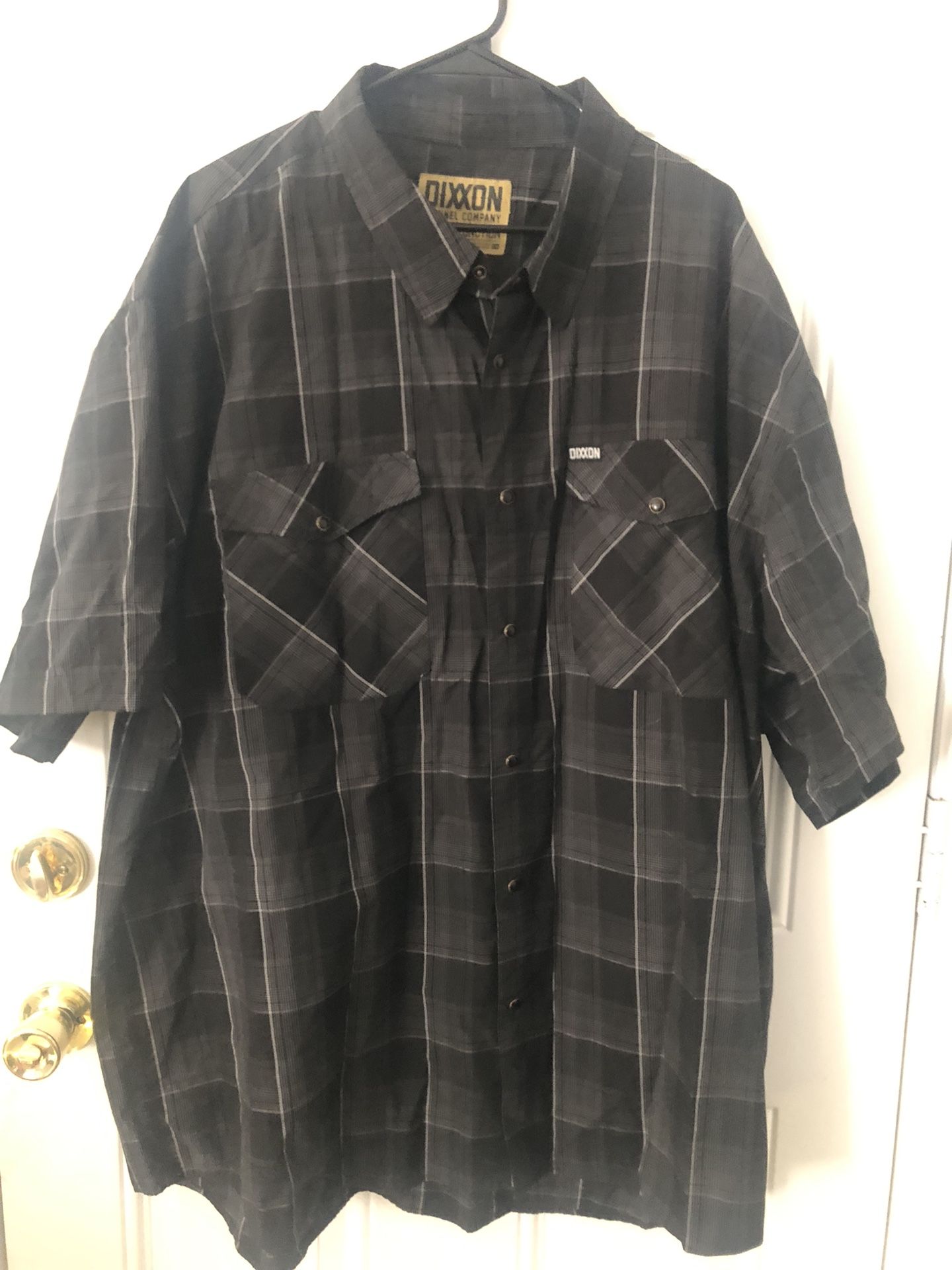 DIXXON Charcoal Plaid Men's Button Down size 5X Shirt