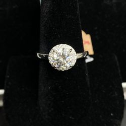 925 Silver Moissanite Diamond Ring Size 9