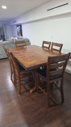 Wood Dining Table Set with 6 Chairs