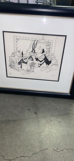 Al Hirschfeld Hand Signed Bugs Bunny Daffy Warner Bros Dressing Room Lithograph