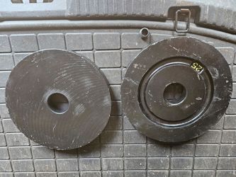 Vintage milled york pair 25lbs Olympic 2" weights