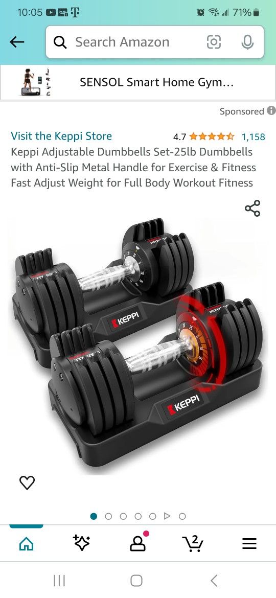 Keppi Adjustable Dumbbells Set-25lb Dumbbells with Anti-Slip Metal Handle for Exercise & Fitness Fast Adjust Weight for Full Body Workout Fitness
New 