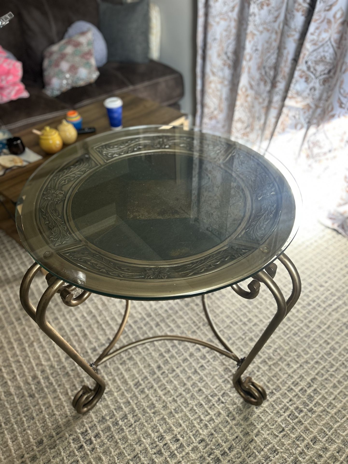 Mid 20th Century French Modern Gilt & Patinated Verre Églomise Entry Table
