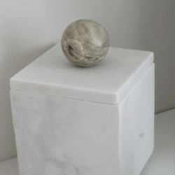 Modern Marble Storage Box with Decorative Orb Accent 5×7"