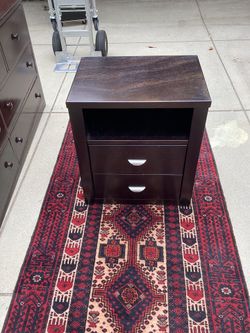 Dark-wood two drawer nightstand