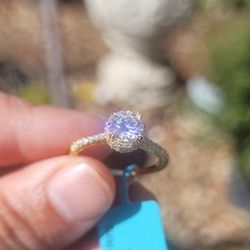 Sterling Silver and Moissanite Engagement Ring Size 9