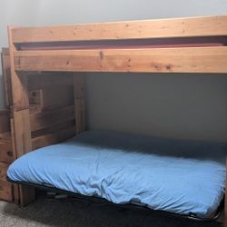 Wood Bunk Bed With Queen Futon