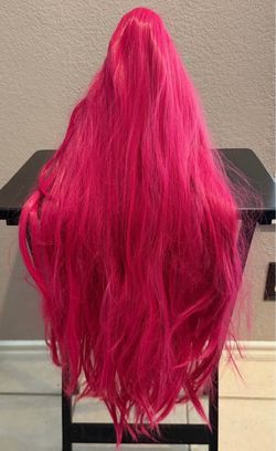 Long Hair Hot Pink Wig