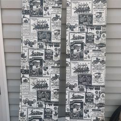 Wooden panels wrapped with vintage style prints (set 2) $35