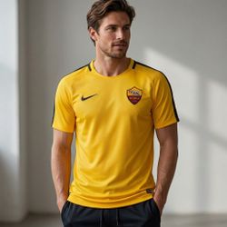 Nike Roma Soccer Club Dri-Fit Jersey Yellow Size Medium