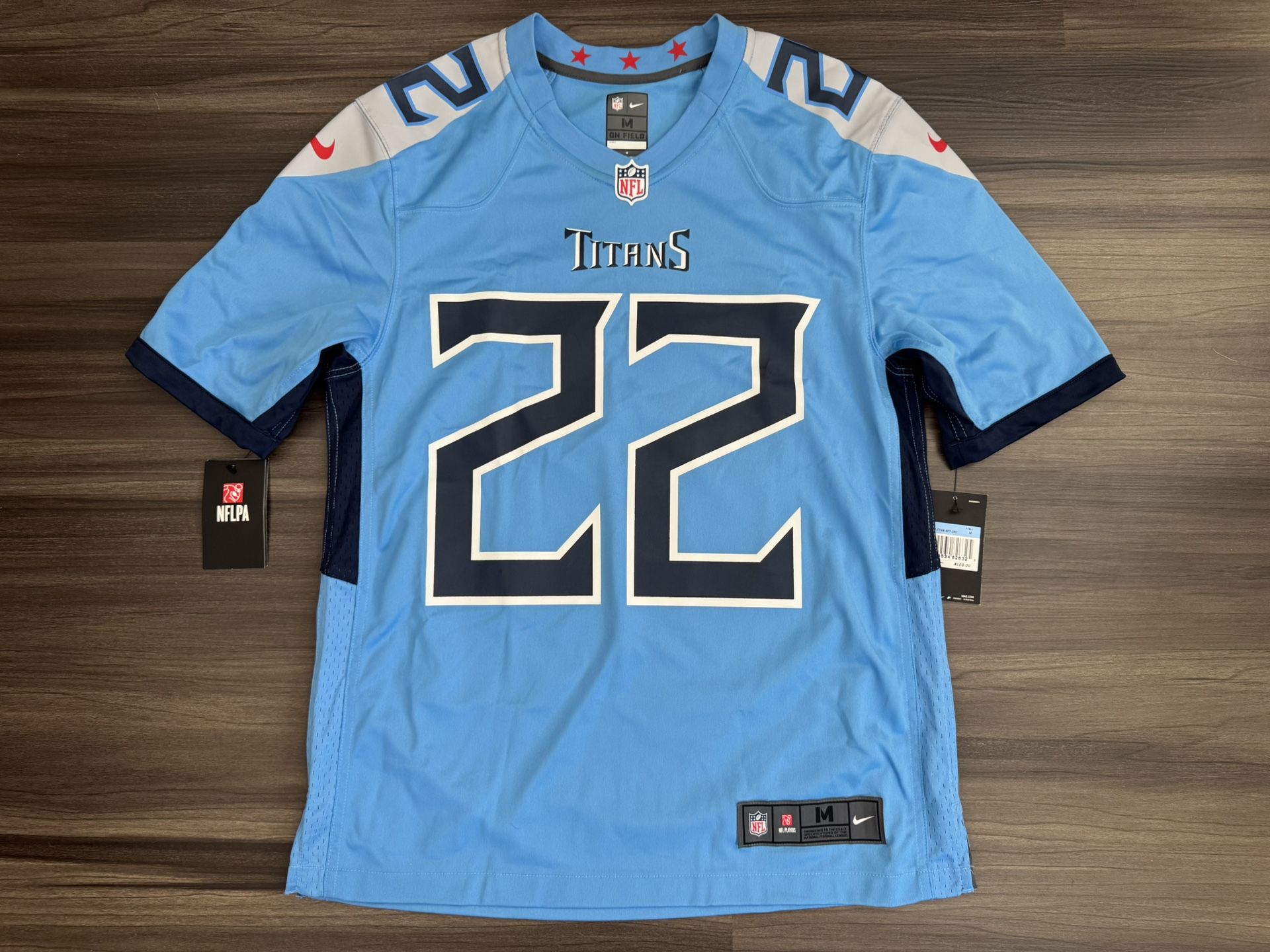 Nike Derrick Henry #22 Tennessee Titans NFL On Field Home Jersey Men’s M NWT 100% authentic. Brand new with tags. MSRP $100 The Nike Derrick Henry #