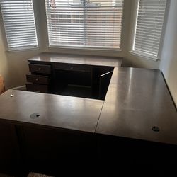 Large Gray Desks & Filing Cabinet 