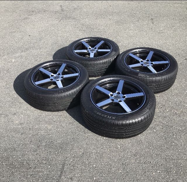 WHEEL -SET 17x7.5 Black Machined Velsen 463 wheels with 225 50 ZR17