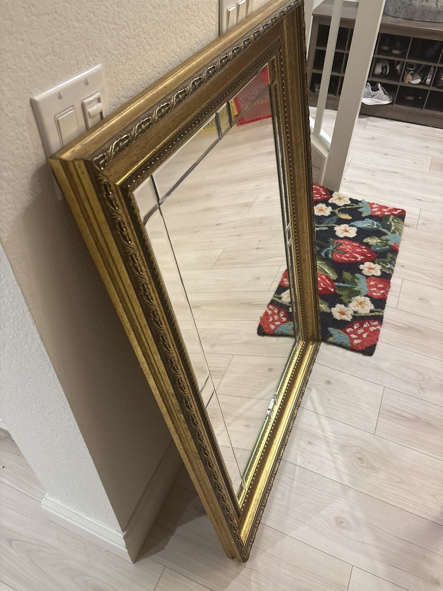 Large Gold Beveled Mirror