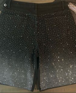 Men’s street life ombré rhinestone denim shorts
