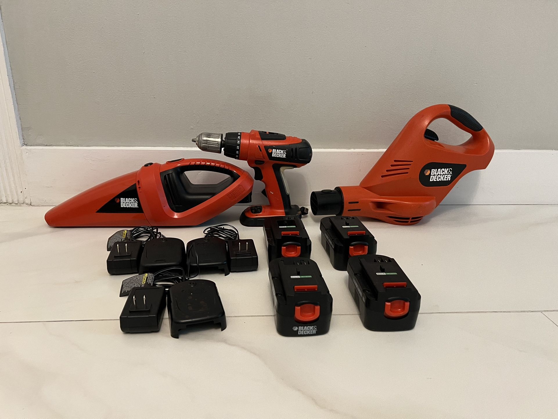 Bundle of Black Decker 18-Volt Power Tools w/ Chargers & Batteries