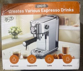 Atatix EM3111 20-Bar Espresso Machine w/ Milk Frother – Open Box