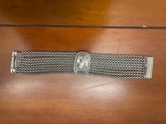 Vintage 9-Chain Metal bracelet with center Rhinestone