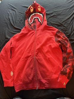 Bathing Ape Bape Red Camo Full Zip Shark Hoodie Size Large ** Vintage **