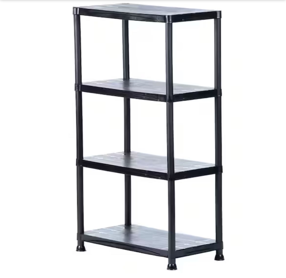 HDX 4-Tier Easy Assembly Scratch Resistant Plastic Garage Storage Shelving Unit in Black (28 in. W x 52 in. H x 15 in. D)