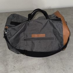 John Varvatos Leather Trim Duffel Bag Travel Gym Like New