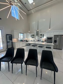 4 new dining chairs gray black legs frame kitchen furniture four set house decoration