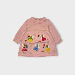 Mini Boden Fairy Toadstool Vine Applique Pink Dress Size 12-18 Months New