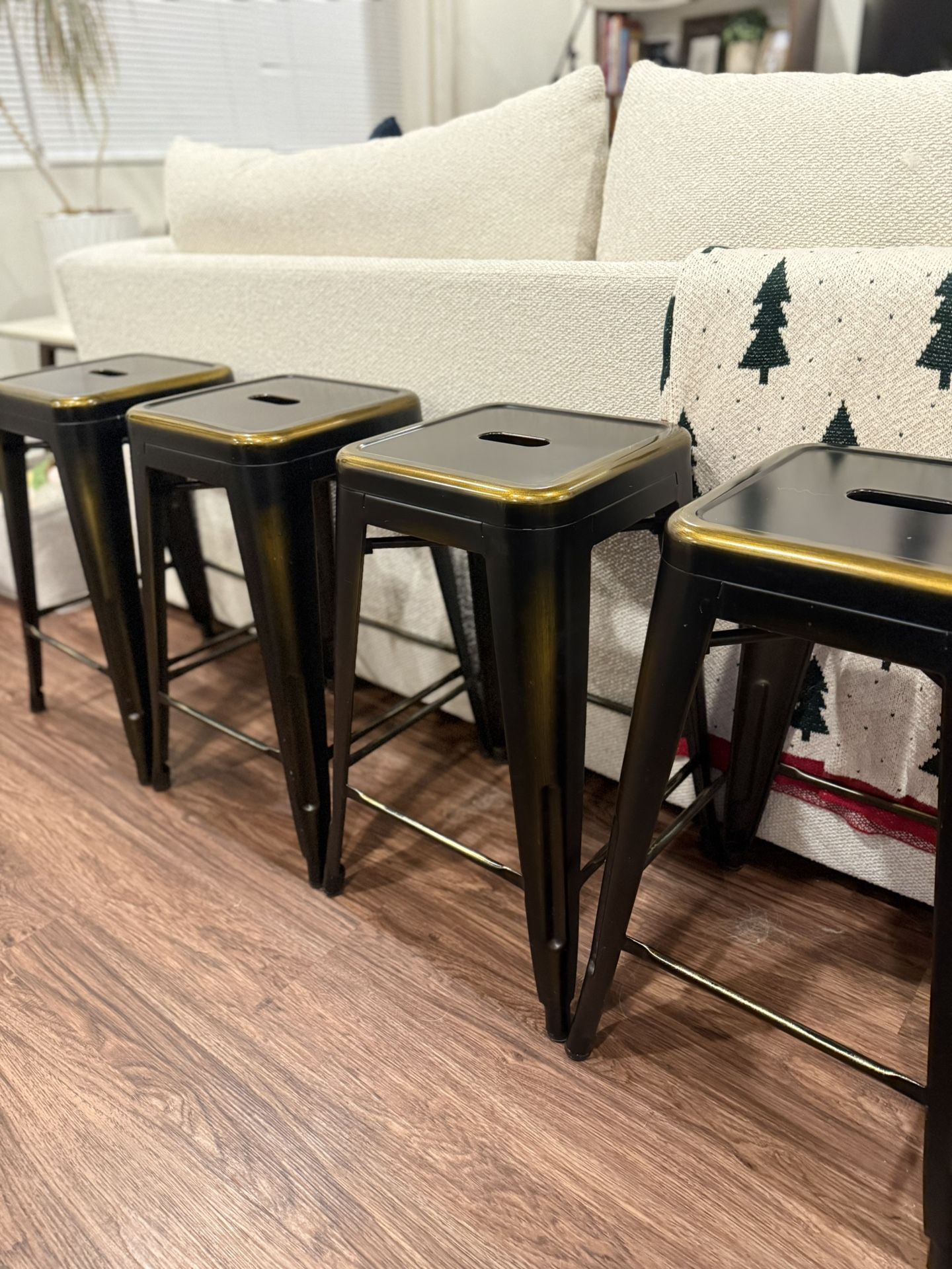 Set Of 4 Metal Stools