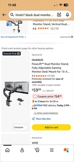 Brandnew  Dual Monitor Stand 13 to32 Inch Computer Screen ,full Monitor VESA. 75x75/100x100 With Grimmer Base