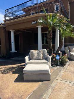 Pair of Beige Oversized Armchairs with Matching Ottomans. One for 300 two for 500
