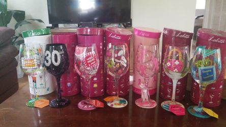 Hand painted "Lolita" wine glass collection