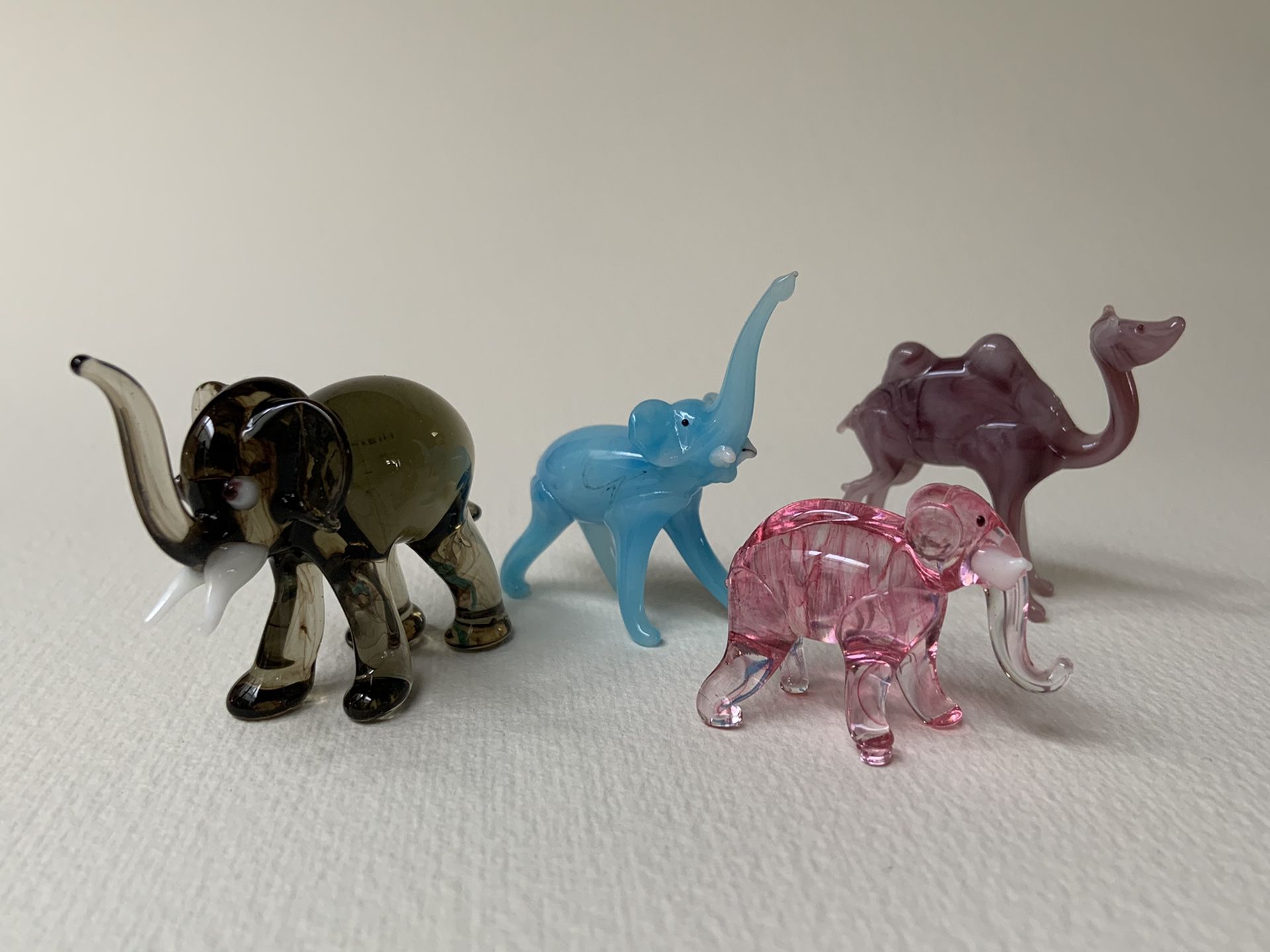 Collectible Glass Figurines Elephants and Camel