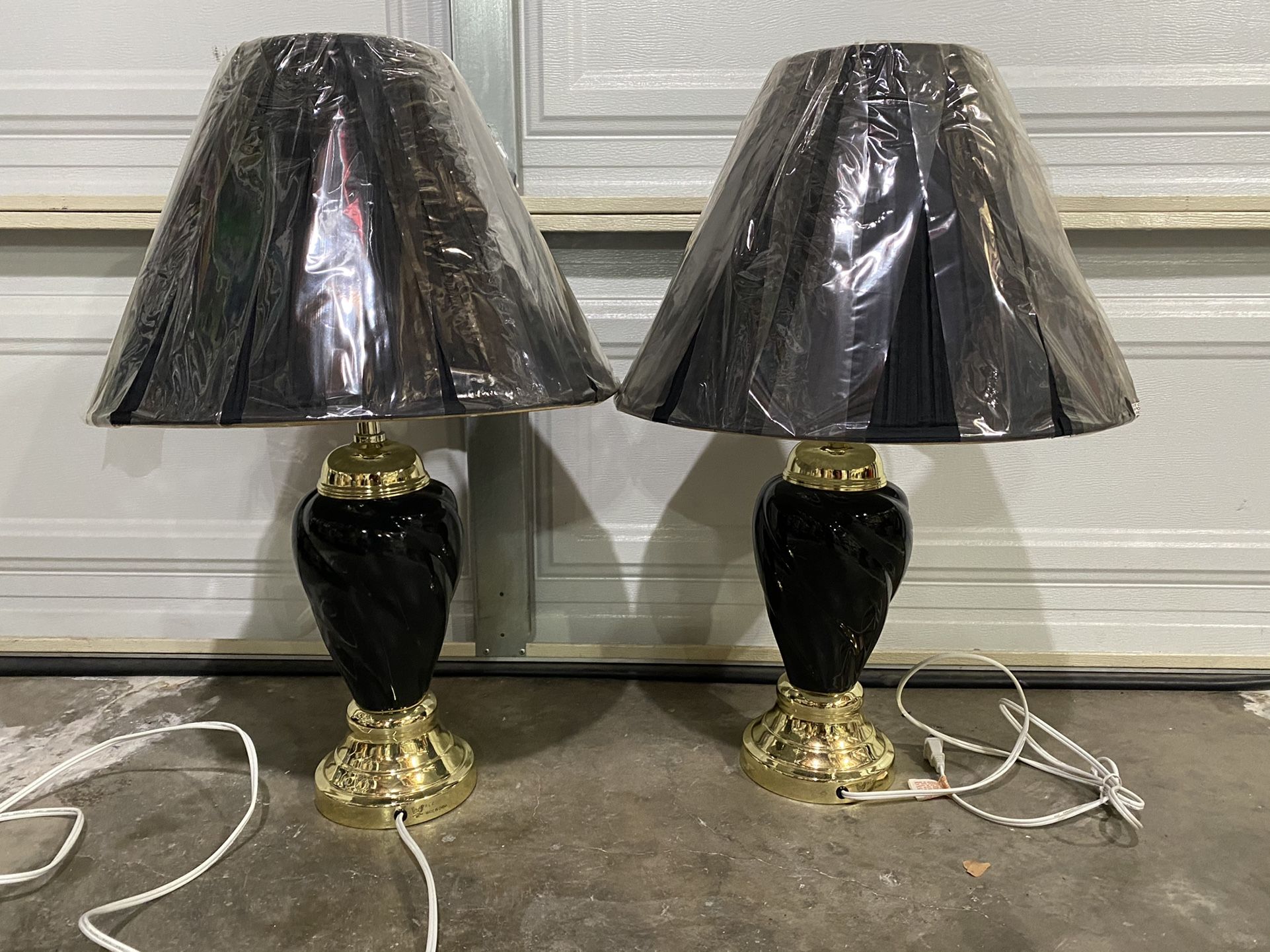 Brand New Never Used Black and Gold Bedside Table Lamps - Main Image