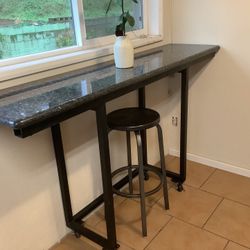Granite Bar Table With Wheel & Stool