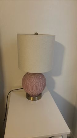 Pink Table Lamp with White Shade