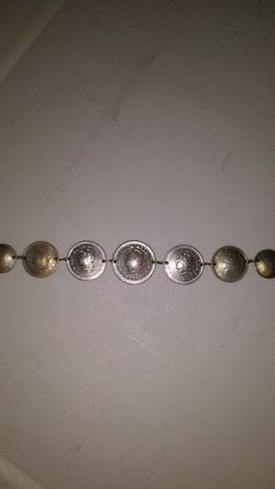 Silver pecos and centavos braclet