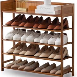 🥿✨ 5-Tier Bamboo Shoe Rack – Holds 20-25 Pairs | Space Saving Organizer 🌿🏡 Organiza tus zapato 👠