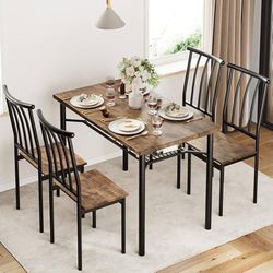 GAOMON 5 Pc Kitchen Dining Table and Chairs Set, Rustic Brown 