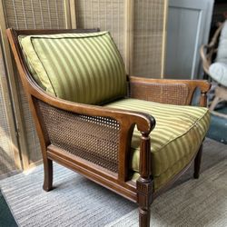 Upholstered Armchair Green Stripes 