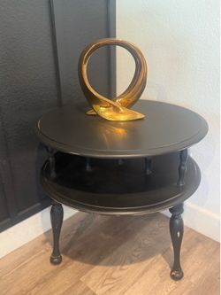 Vintage Refinished 2-Tier Round Side Table