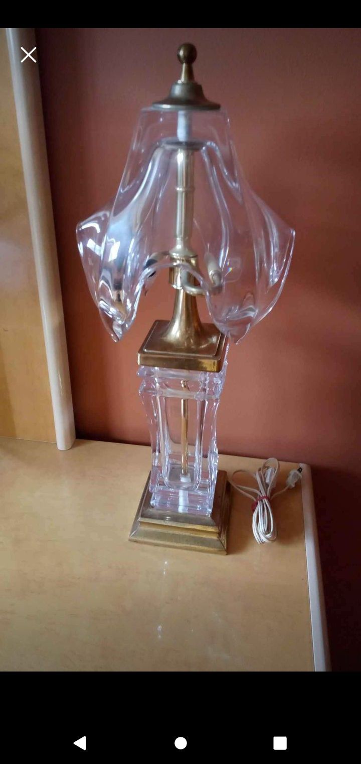Vintage French Crystal Cofrac Art Verrier Heavy Crystal Lamp