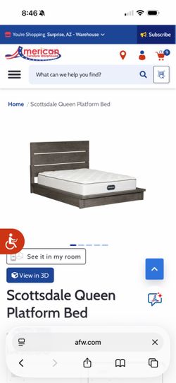 AFW Queen Platform Bed and matching dresser