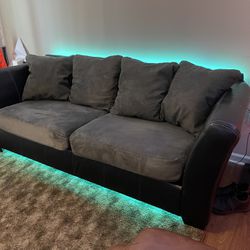 Black/Gray Leather And Suede Sofa (RGB LEDs) Thumbnail